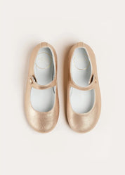 Leather Mary Jane Shoes in Gold (24-34EU) Shoes from Pepa London US