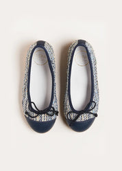 Walton Boucle Ballerina Shoes in Blue (24-34EU) Shoes from Pepa London US