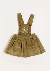 Velvet Embroidered Skirt with Braces in Green (12mths-3yrs) Skirts from Pepa London US