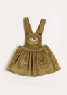 Velvet Embroidered Skirt with Braces in Green (12mths-3yrs) Skirts  from Pepa London US