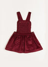 Corduroy Frill Detail Skirt with Braces in Burgundy (12mths-3yrs) Skirts  from Pepa London US