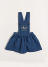 Wool Embroidered Skirt with Braces in Blue (12mths-3yrs) Skirts  from Pepa London US