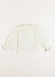 Lace Trim Petal Collar Top in Cream (3-10yrs) Tops & Bodysuits from Pepa London US