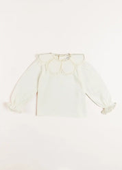Lace Trim Petal Collar Top in Cream (3-10yrs) Tops & Bodysuits from Pepa London US