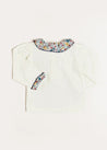 Emilia Floral Ruffle Collar Long Sleeve Top in Burgundy (18mths-10yrs) Tops & Bodysuits  from Pepa London US