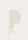 Openwork Cotton Knitted Bonnet in Cream (S-L) BONNETS from Pepa London US