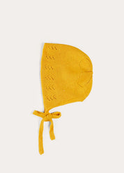 Openwork Cotton Knitted Bonnet in Mustard (S-L) BONNETS from Pepa London US