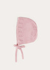 Openwork Cotton Knitted Bonnet in Pink (S-L) BONNETS from Pepa London US