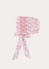 Audrey Toile Hand Smocked Bonnet in Pink (S-M) BONNETS from Pepa London US