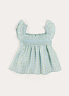 Maxwell Gingham Smock Detail Blouse in Green (5-10yrs) from Pepa London US