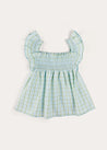 Maxwell Gingham Smock Detail Blouse in Green (5-10yrs) from Pepa London US