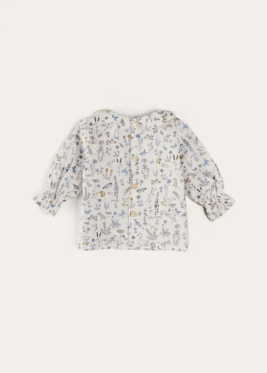 Ellis Floral Long Sleeve Blouse in Blue Made with Liberty Fabric (1-12m) BLOUSES from Pepa London US