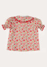 Margot Floral Short Sleeve Blouse in Red Made with Liberty Fabric (18m-12yrs) BLOUSES from Pepa London US