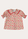 Margot Floral Short Sleeve Blouse in Red Made with Liberty Fabric (18m-12yrs) BLOUSES from Pepa London US