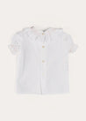 Hand Smocked Collar Short Sleeve Blouse in White (18mths-6yrs) BLOUSES from Pepa London US