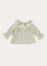 Cordelia Floral Long Sleeve Blouse in Pink Made with Liberty Fabric (1-12m) BLOUSES from Pepa London US