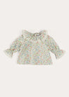 Cordelia Floral Long Sleeve Blouse in Pink Made with Liberty Fabric (1-12m) BLOUSES from Pepa London US