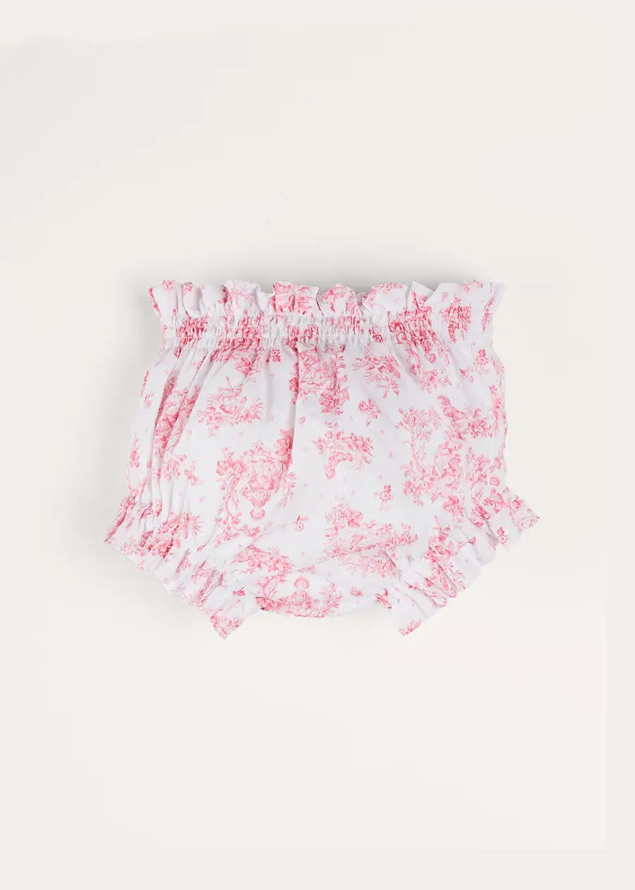 Audrey Toile Bow Detail Bloomers in Pink (1mth-2yrs) BLOOMER from Pepa London US