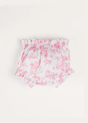 Audrey Toile Bow Detail Bloomers in Pink (1mth-2yrs) BLOOMER from Pepa London US
