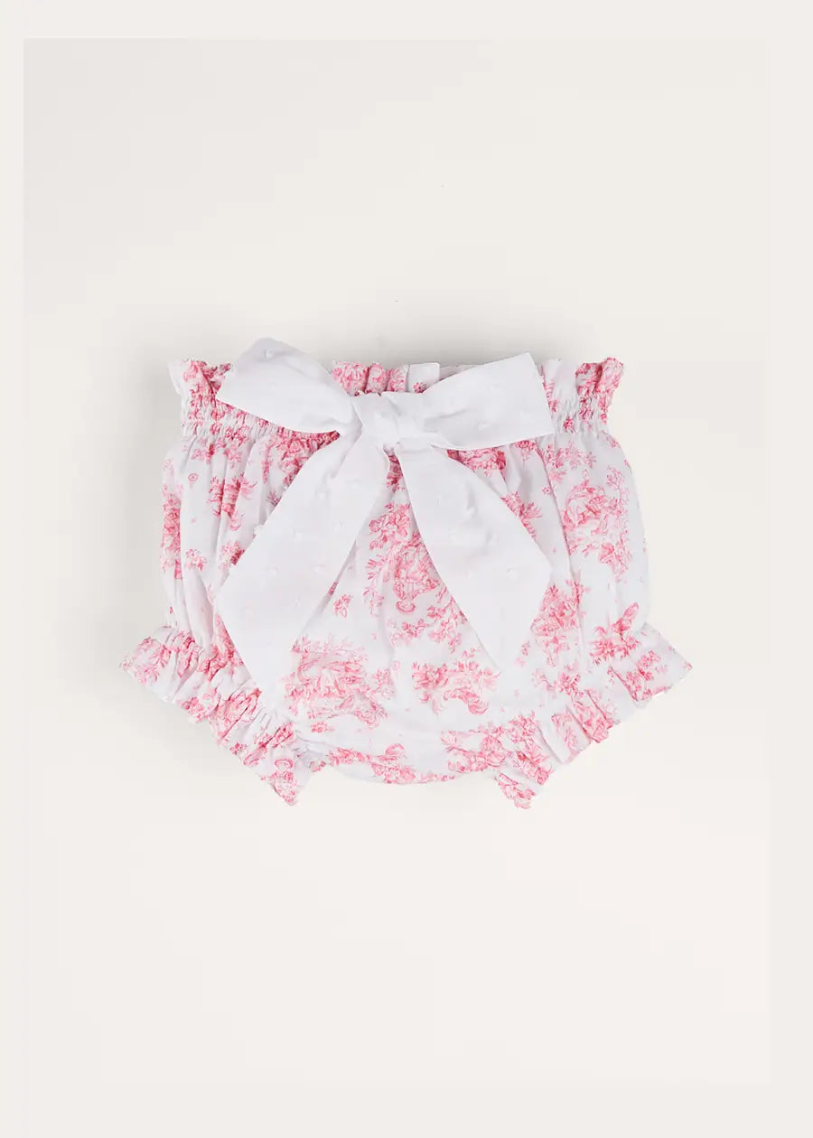 Audrey Toile Bow Detail Bloomers in Pink (1mth-2yrs) BLOOMER from Pepa London US