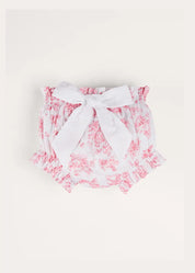 Audrey Toile Bow Detail Bloomers in Pink (1mth-2yrs) BLOOMER from Pepa London US