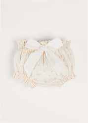 Esme Floral Bow Detail Bloomers in White (1-12mths) BLOOMER from Pepa London US