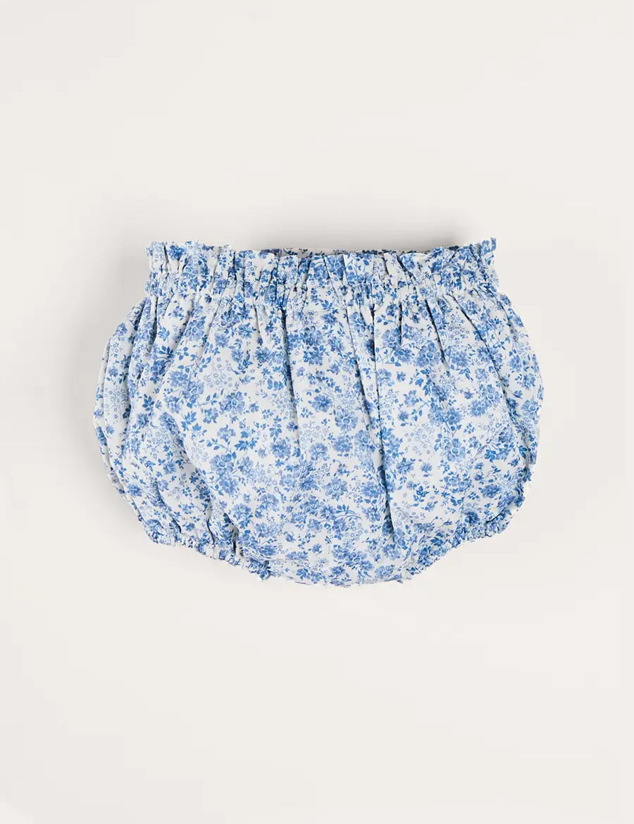 Charlotte Floral Button Detail Bloomers in Blue (1mth-2yrs) BLOOMER from Pepa London US