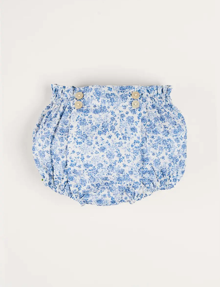 Charlotte Floral Button Detail Bloomers in Blue (1mth-2yrs) BLOOMER from Pepa London US
