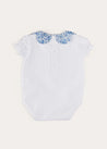 Charlotte Floral Scallop Collar Short Sleeve Bodysuit in Blue (1mth-2yrs) TOPS & BODYSUITS from Pepa London US