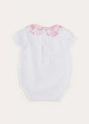 Audrey Toile Scallop Collar Short Sleeve Bodysuit in Pink (1mth-2yrs) TOPS & BODYSUITS from Pepa London US