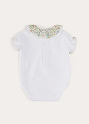 Cordelia Embroidered Double Collar Bodysuit in Pink Made with Liberty Fabric (1m-3yrs) TOPS & BODYSUITS from Pepa London US