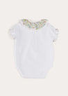 Cordelia Embroidered Double Collar Bodysuit in Pink Made with Liberty Fabric (1m-3yrs) TOPS & BODYSUITS from Pepa London US