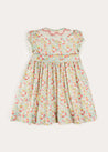 Clementine Floral Hand Smocked Double Breasted Short Sleeve Dress in Coral (12mths-10yrs) DRESSES from Pepa London US