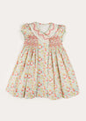 Clementine Floral Hand Smocked Double Breasted Short Sleeve Dress in Coral (12mths-10yrs) DRESSES from Pepa London US