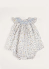 Ellis Sleeveless Dress with Bloomer and Bows in Blue Made with Liberty Fabric (1-12m) DRESSES from Pepa London US