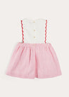 Lawrence Striped Boat Embroidered Scallop Detail Pinafore Skirt in Red (18mths-4yrs) SKIRTS from Pepa London US