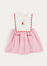 Lawrence Striped Boat Embroidered Scallop Detail Pinafore Skirt in Red (18mths-4yrs) SKIRTS from Pepa London US