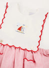 Lawrence Striped Boat Embroidered Scallop Detail Pinafore Skirt in Red (18mths-4yrs) SKIRTS from Pepa London US