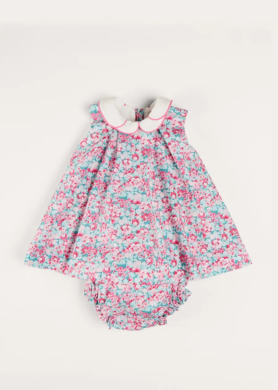 Eloise Floral Sleeveless Dress With Bloomers in Pink (3mths-3yrs) DRESSES from Pepa London US