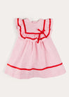 Lawrence Striped Ruffle Bib Sleeveless Dress in Red (12mths-8yrs) DRESSES from Pepa London US