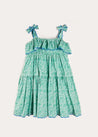 Adelaide Floral Tiered Tie Strap Dress in Green (4-12yrs) DRESSES from Pepa London US