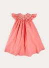 Plain Hand Smocked Sleeveless Dress in Coral (12mths-10yrs) DRESSES from Pepa London US