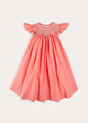 Plain Hand Smocked Sleeveless Dress in Coral (12mths-10yrs) DRESSES from Pepa London US