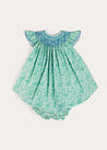 Adelaide Floral Hand Smocked Sleeveless Dress With Bloomers in Green (3mths-3yrs) DRESSES from Pepa London US