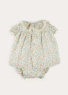 Cordelia Floral Ruffle Collar Short Sleeve Dress in Green Made with Liberty Fabric (1-12m) DRESSES from Pepa London US