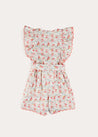 Louisa Floral Ruffle Detail Playsuit in Pink (4-12yrs) DUNGAREES from Pepa London US