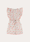 Louisa Floral Ruffle Detail Playsuit in Pink (4-12yrs) DUNGAREES from Pepa London US