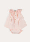 Hand Smocked Sleeveless Dress With Bloomers in Pink (1-12mths) DRESSES from Pepa London US