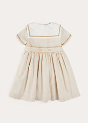 Waterford Striped Mariner Collar Double Breasted Short Sleeve Dress in Beige (12mths-10yrs) DRESSES from Pepa London US