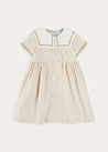 Waterford Striped Mariner Collar Double Breasted Short Sleeve Dress in Beige (12mths-10yrs) DRESSES from Pepa London US